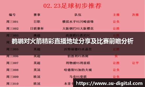 鹈鹕对火箭精彩直播地址分享及比赛前瞻分析